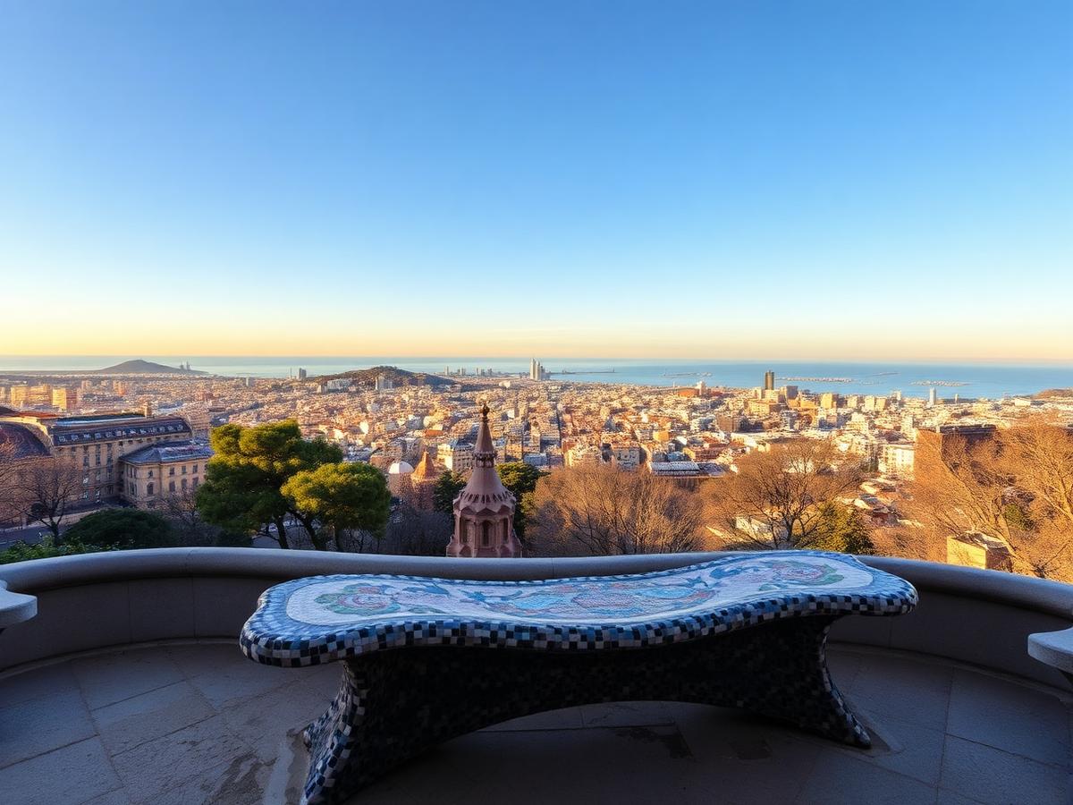 Park Güell — Gaudí's mosaic terrace above the city.