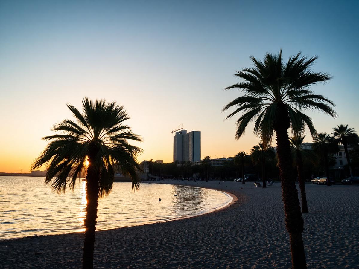 Sunrise on Barceloneta beach.
