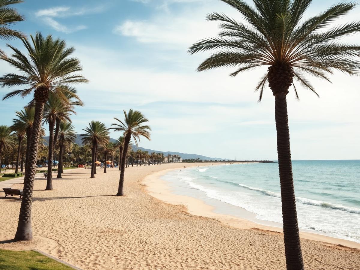 Playa del Pinar — palms and warm Mediterranean.