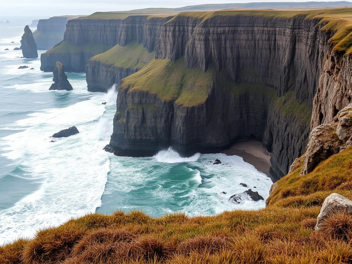 The wild green cliffs of Costa da Morte.