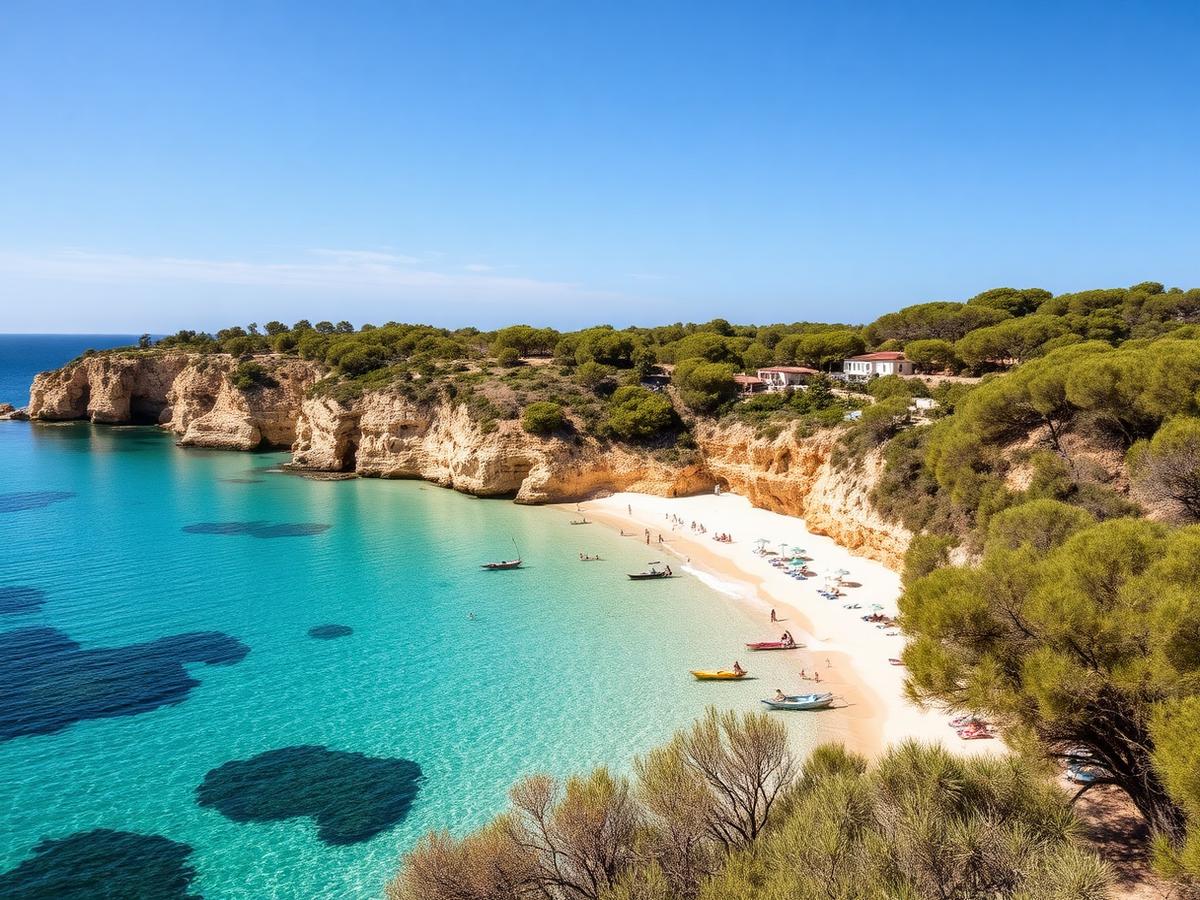 Cala Comte — turquoise water on the west coast.