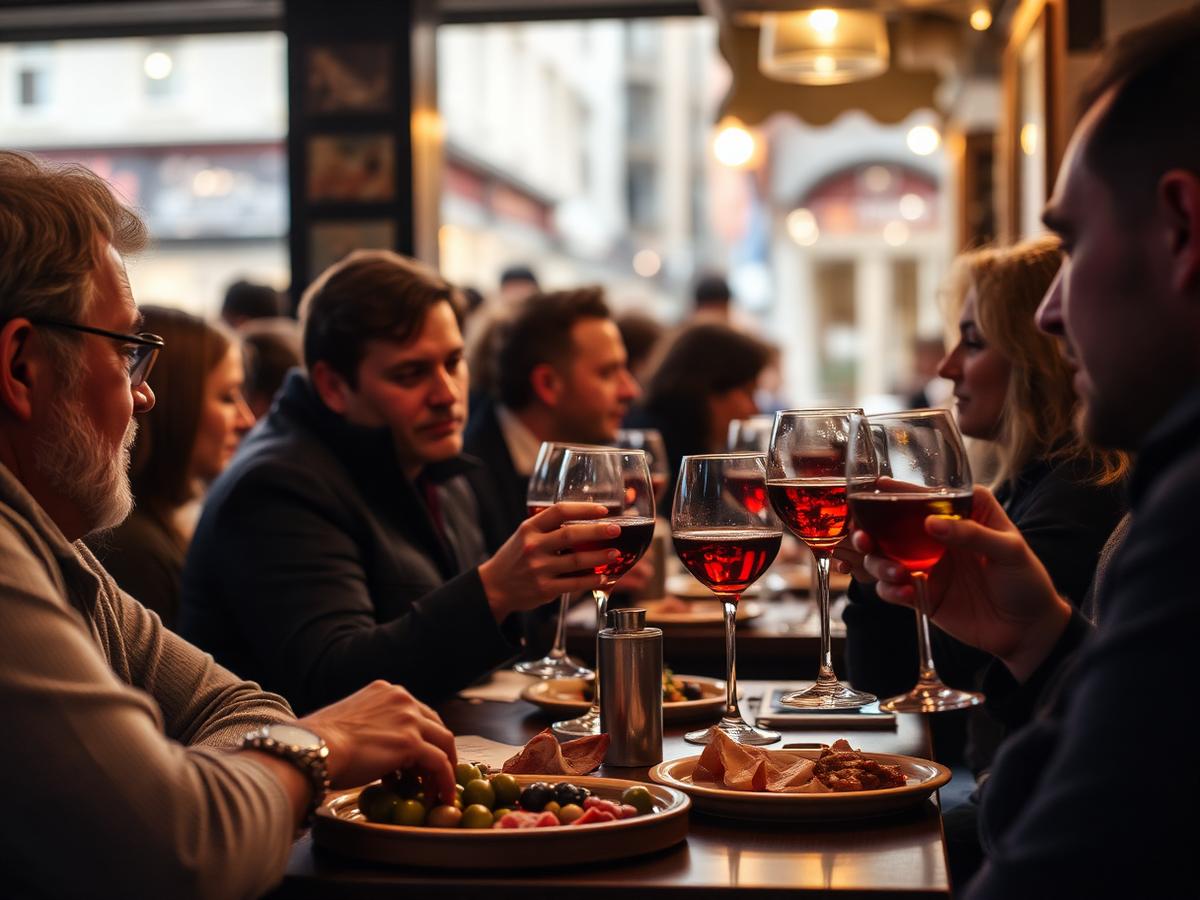 Vermouth hour in a Malasaña tapas bar.