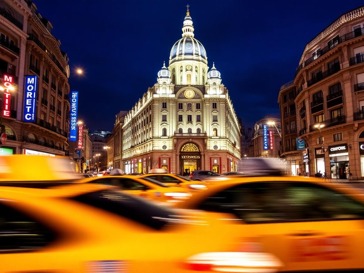 Gran Vía after dark — Metropolis building.