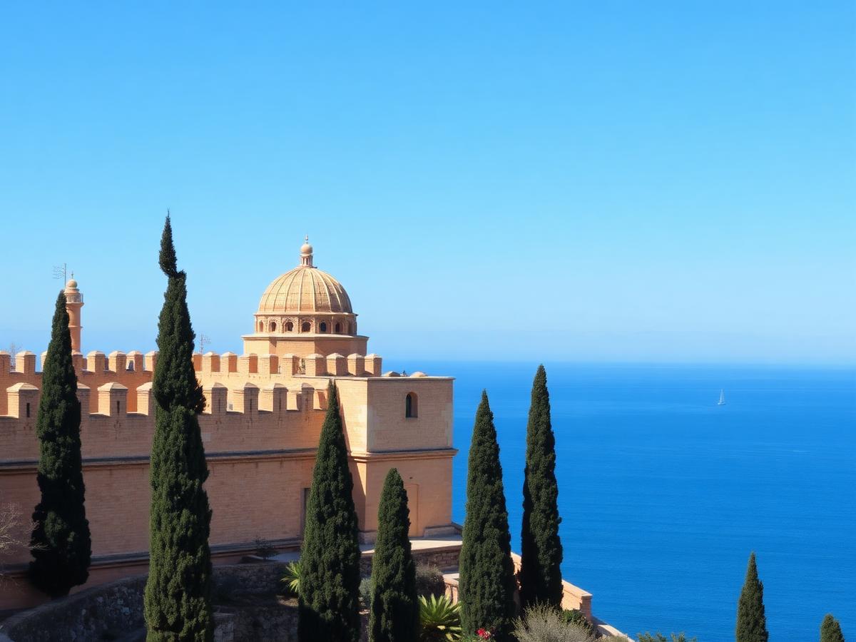 Alcazaba battlements above the Mediterranean.