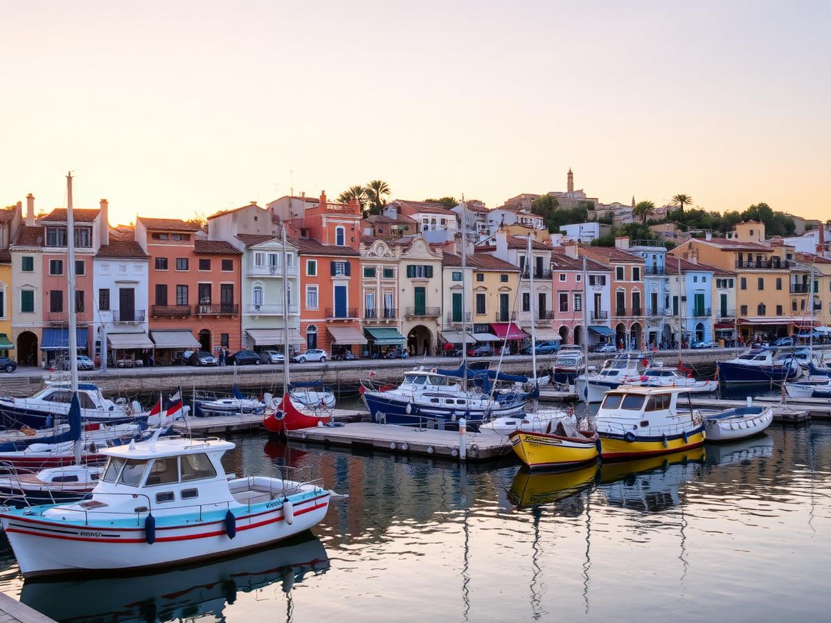 Ciutadella harbour at golden hour.