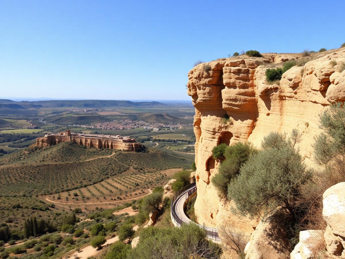 Cliff-top view over the Andalusian sierra.