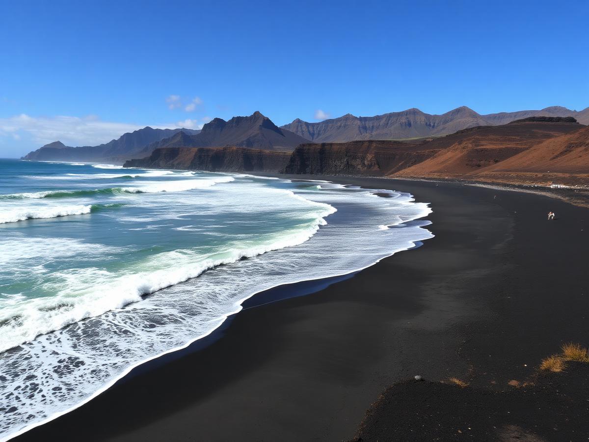 Volcanic black-sand coastline on La Palma.
